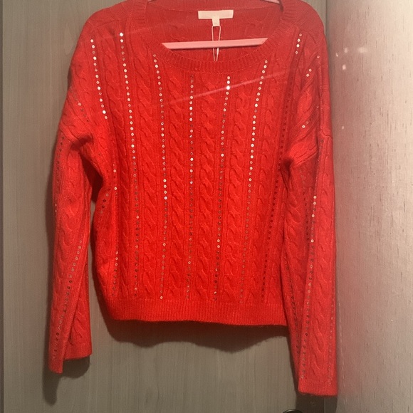 Adyson Parker NWT Pullover Sweater Racing Red Silver Sequins  Size Large - Picture 12 of 13